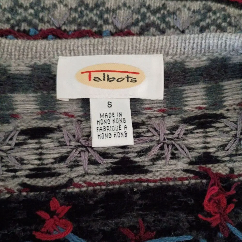 Talbot's women's vintage grey color palate Lambswool blend cardigan S‎